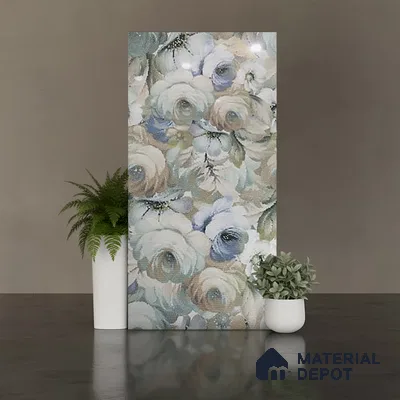 Floral Wall Tile TL 10150 Mural Art Verde 4 ft x 2 ft Vitrified Glossy Finish Tile - 9 mm | Suitable for Bathroom, Accent/Feature Wall, Dining Area