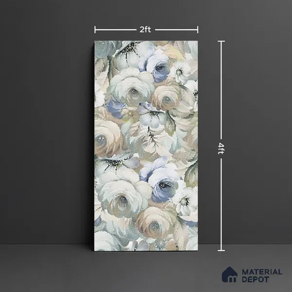 Floral Wall Tile TL 10150 Mural Art Verde 4 ft x 2 ft Vitrified Glossy Finish Tile - 9 mm | Suitable for Bathroom, Accent/Feature Wall, Dining Area