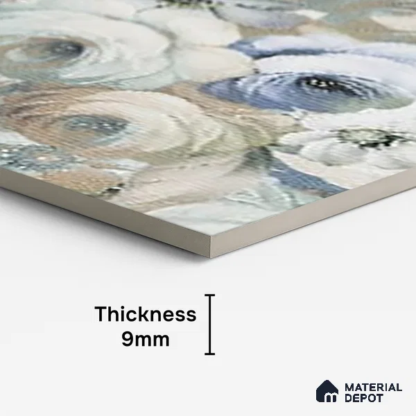 Floral Wall Tile TL 10150 Mural Art Verde 4 ft x 2 ft Vitrified Glossy Finish Tile - 9 mm | Suitable for Bathroom, Accent/Feature Wall, Dining Area
