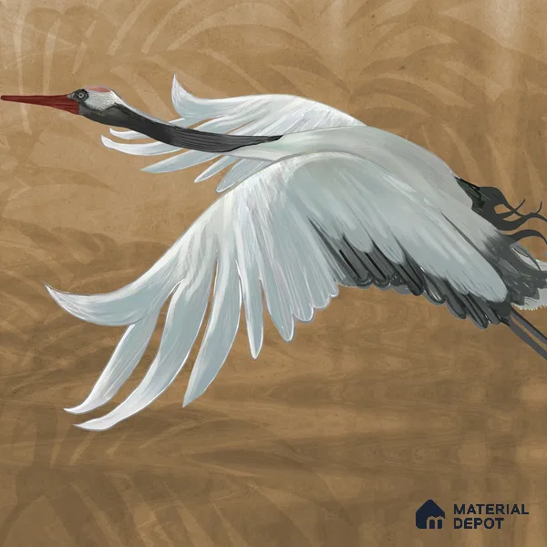 H903012 Musafir Beautiful Cranes Brown Wallpaper Sukoon Series Canvas Abstract Design (Customised Size Wallpaper)