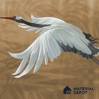 Musafir Beautiful Cranes Brown Wallpaper Sukoon Series Handmade Abstract Design (Customised Size Wallpaper)