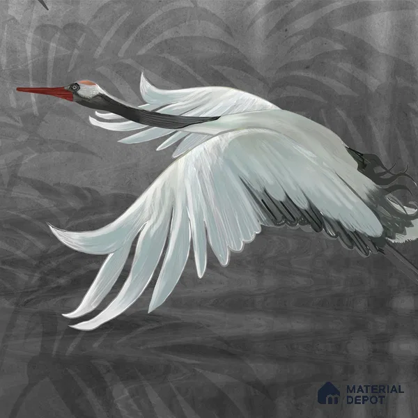 Musafir Beautiful Cranes Grey | Charcoal Grey Flying Cranes Scenic Look Wallpaper Handmade (Customised Size)