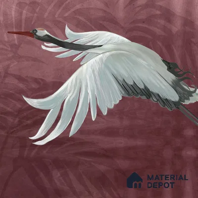 Musafir Beautiful Cranes Maroon Wallpaper Sukoon Series Handmade Abstract Design (Customised Size Wallpaper)