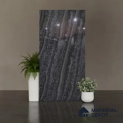 Double Charge Floor & Wall Tile TL 00652 Dualcore Neo Black 4 ft x 2 ft Vitrified Glossy Finish - 9 mm | Suitable for Bedroom, Living Room, Office & Bathroom Wall