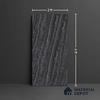 Double Charge Floor & Wall Tile TL 00652 Dualcore Neo Black 4 ft x 2 ft Vitrified Glossy Finish - 9 mm | Suitable for Bedroom, Living Room, Office & Bathroom Wall