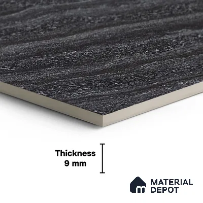 Double Charge Floor & Wall Tile TL 00652 Dualcore Neo Black 4 ft x 2 ft Vitrified Glossy Finish - 9 mm | Suitable for Bedroom, Living Room, Office & Bathroom Wall
