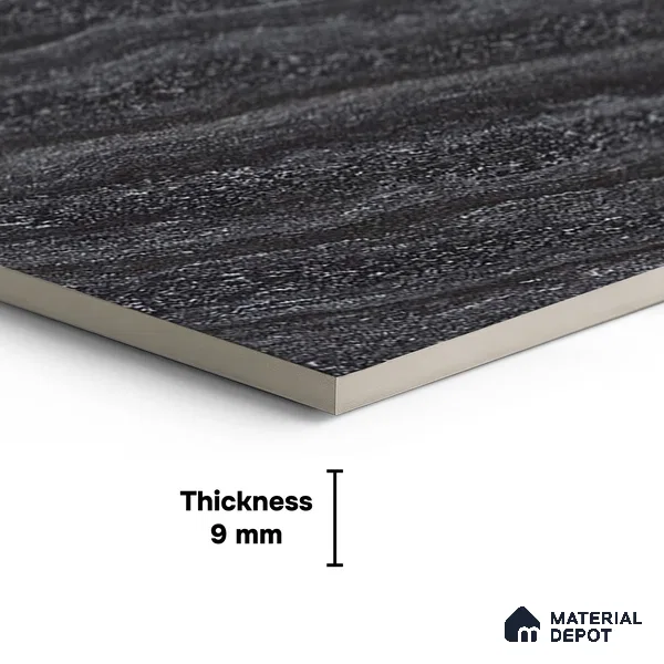 Double Charge Floor & Wall Tile TL 00652 Dualcore Neo Black 4 ft x 2 ft Vitrified Glossy Finish - 9 mm | Suitable for Bedroom, Living Room, Office & Bathroom Wall