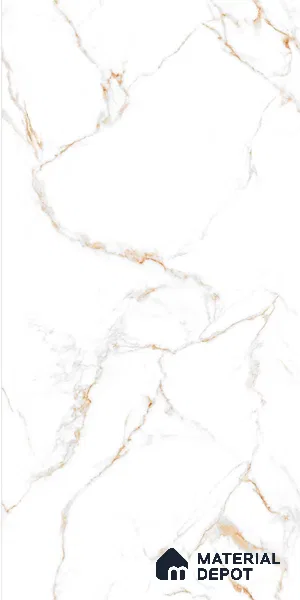 Budget Friendly Marble Floor & Wall Tile Value For Money TL 05599 White Napes 4 ft x 2 ft - Vitrified Glossy Finish -9 mm | 3 Random Design | Suitable for Living Room, Bedroom & Bathroom