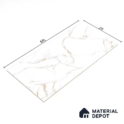 Budget Friendly Marble Floor & Wall Tile Value For Money TL 05599 White Napes 4 ft x 2 ft - Vitrified Glossy Finish -9 mm | 3 Random Design | Suitable for Living Room, Bedroom & Bathroom