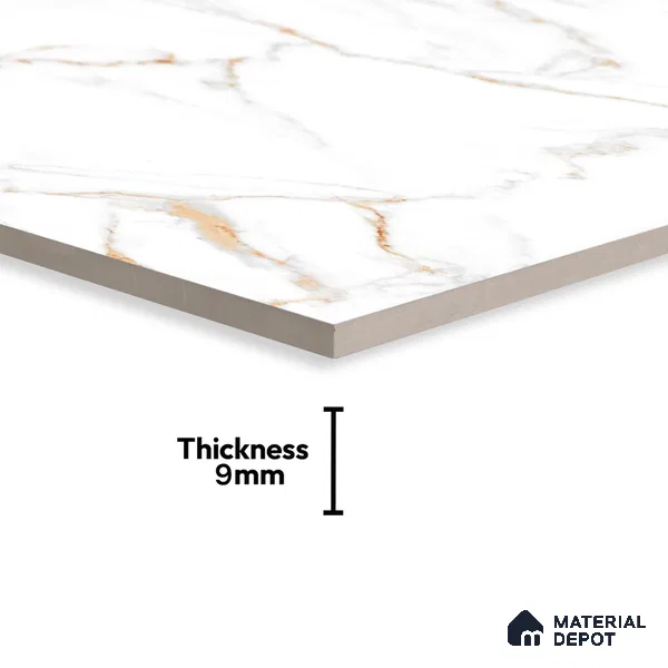 Budget Friendly Marble Floor & Wall Tile Value For Money TL 05599 White Napes 4 ft x 2 ft - Vitrified Glossy Finish -9 mm | 3 Random Design | Suitable for Living Room, Bedroom & Bathroom
