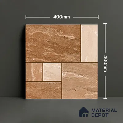 Budget Friendly Stone Look Value for Money Parking  Floor Tile 16 x 16 inch | TL 00597 | Vitrified Matte Finish Tile - 12 mm | Suitable For Parking, Outdoor, Balcony & Terrace | Pattern Alignment May Vary | 2-3 mm Spacer is Mandatory