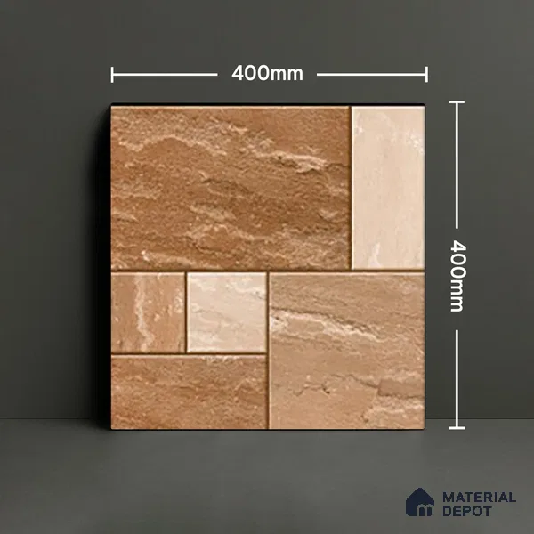 Budget Friendly Stone Look Value for Money Parking  Floor Tile 16 x 16 inch | TL 00597 | Vitrified Matte Finish Tile - 12 mm | Suitable For Parking, Outdoor, Balcony & Terrace | Pattern Alignment May Vary | 2-3 mm Spacer is Mandatory