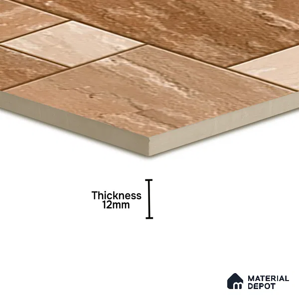 Budget Friendly Stone Look Value for Money Parking  Floor Tile 16 x 16 inch | TL 00597 | Vitrified Matte Finish Tile - 12 mm | Suitable For Parking, Outdoor, Balcony & Terrace | Pattern Alignment May Vary | 2-3 mm Spacer is Mandatory