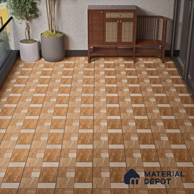 Budget Friendly Stone Look Value for Money Parking  Floor Tile 16 x 16 inch | TL 00597 | Vitrified Matte Finish Tile - 12 mm | Suitable For Parking, Outdoor, Balcony & Terrace | Pattern Alignment May Vary | 2-3 mm Spacer is Mandatory