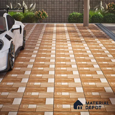 Budget Friendly Stone Look Value for Money Parking  Floor Tile 16 x 16 inch | TL 00597 | Vitrified Matte Finish Tile - 12 mm | Suitable For Parking, Outdoor, Balcony & Terrace | Pattern Alignment May Vary | 2-3 mm Spacer is Mandatory