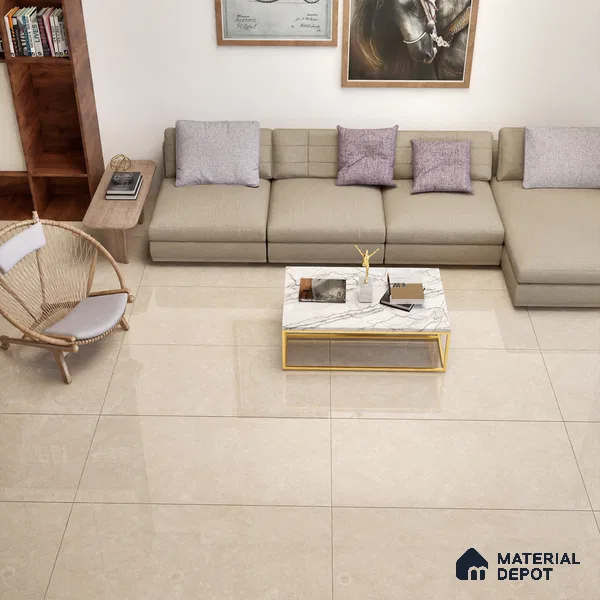 Natural Wall & Floor Tile TL 05336 E Aurelio Magnesite Opal 4 ft x 2 ft Vitrified High Gloss Finish - 9 mm | Suitable for Living Room, Bedroom, Feature / Accent Walls & Highlighter Wall (Sample)