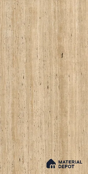 Natural Wall & Floor Tile TL 05337 B Aurelio Travertine Brown 4 ft x 2 ft Vitrified High Gloss Finish - 9 mm | Suitable for Living Room, Bedroom, Feature / Accent Walls & Highlighter Wall