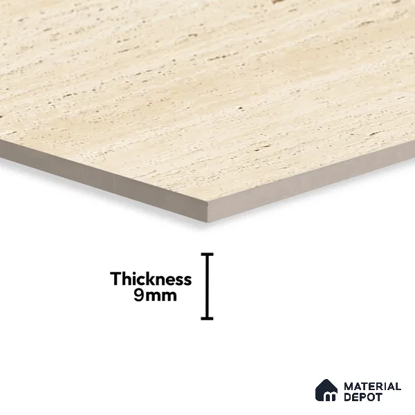 Natural Wall & Floor Tile TL 05337 C Aurelio Cream Travertino 4 ft x 2 ft Vitrified Carving Matte Finish - 9 mm | Suitable for Living Room, Bedroom, Feature / Accent Walls & Highlighter Wall (Sample)