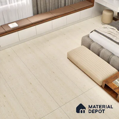 Natural Wall & Floor Tile TL 05337 C Aurelio Cream Travertino 4 ft x 2 ft Vitrified Carving Matte Finish - 9 mm | Suitable for Living Room, Bedroom, Feature / Accent Walls & Highlighter Wall (Sample)