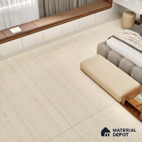 Natural Wall & Floor Tile TL 05337 C Aurelio Cream Travertino 4 ft x 2 ft Vitrified Carving Matte Finish - 9 mm | Suitable for Living Room, Bedroom, Feature / Accent Walls & Highlighter Wall