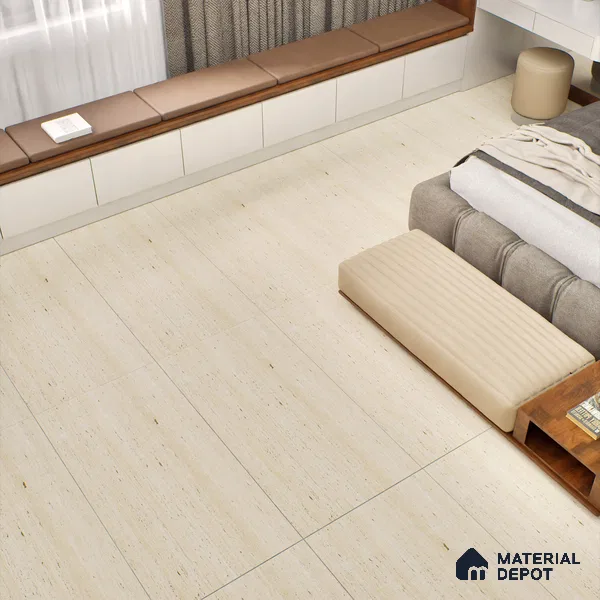 Natural Wall & Floor Tile TL 05337 C Aurelio Cream Travertino 4 ft x 2 ft Vitrified Carving Matte Finish - 9 mm | Suitable for Living Room, Bedroom, Feature / Accent Walls & Highlighter Wall (Sample)