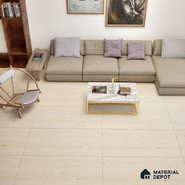 Natural Wall & Floor Tile TL 05337 C Aurelio Cream Travertino 4 ft x 2 ft Vitrified Carving Matte Finish - 9 mm | Suitable for Living Room, Bedroom, Feature / Accent Walls & Highlighter Wall (Sample)