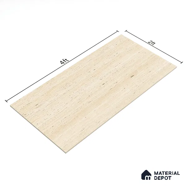 Natural Wall & Floor Tile TL 05337 Aurelio Travertine Crema 4 ft x 2 ft Vitrified High Gloss Finish - 9 mm | Suitable for Living Room, Bedroom, Feature / Accent Walls & Highlighter Wall (Sample)