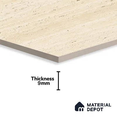 Natural Wall & Floor Tile TL 05337 Aurelio Travertine Crema 4 ft x 2 ft Vitrified High Gloss Finish - 9 mm | Suitable for Living Room, Bedroom, Feature / Accent Walls & Highlighter Wall (Sample)