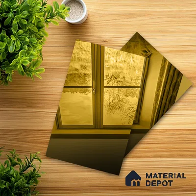 Ferrero 1B 0145 Ethereal Gold 8 ft x 4 ft Mirror Series High Gloss Finish Acrylic Laminate - 1.5 mm (LM 01131) | Suitable for Kitchen Cabinets, Study Areas, Wardrobe
