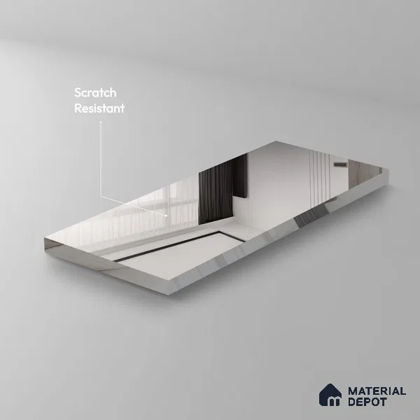 Ferrero 1B 0146 Silver Gleam 8 ft x 4 ft Mirror Series High Gloss Finish Acrylic Laminate - 1.5 mm (LM 01132) | Suitable for Kitchen Cabinets, Study Areas, Wardrobe