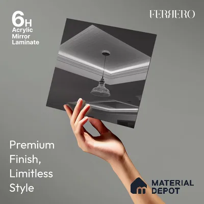 Ferrero 1B 0147 Charcoal Reflection 8 ft x 4 ft Mirror Series High Gloss Finish Acrylic Laminate - 1.5 mm (LM 01133) | Suitable for Kitchen Cabinets, Study Areas, Wardrobe