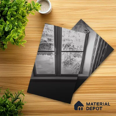 Ferrero 1B 0147 Charcoal Reflection 8 ft x 4 ft Mirror Series High Gloss Finish Acrylic Laminate - 1.5 mm (LM 01133) | Suitable for Kitchen Cabinets, Study Areas, Wardrobe