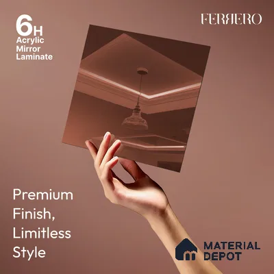 Ferrero 1B 0148 Peachy Reflect 8 ft x 4 ft Mirror Series High Gloss Finish Acrylic Laminate - 1.5 mm (LM 01134) | Suitable for Kitchen Cabinets, Study Areas, Wardrobe