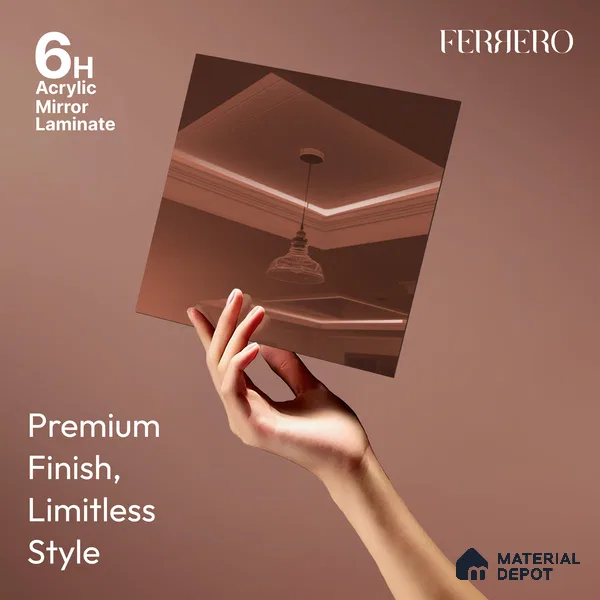 Ferrero 1B 0148 Peachy Reflect 8 ft x 4 ft Mirror Series High Gloss Finish Acrylic Laminate - 1.5 mm (LM 01134) | Suitable for Kitchen Cabinets, Study Areas, Wardrobe