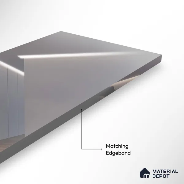 Ferrero 1B 0149 Grey Whisper 8 ft x 4 ft Mirror Series High Gloss Finish Acrylic Laminate - 1.5 mm (LM 01135) | Suitable for Kitchen Cabinets, Study Areas, Wardrobe