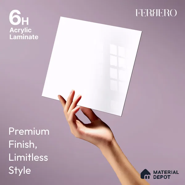 Ferrero 1B 0804 Lilac Frost 8 ft x 4 ft Solid Series High Gloss Finish Acrylic Laminate - 1.5 mm (LM 01151) | Matching Edgeband Code - 804 | Suitable for Kitchen Cabinets, Study Areas, Wardrobe