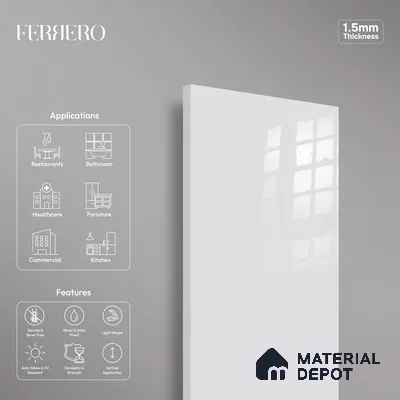 Ferrero 1B 0805 Pale Orchid 8 ft x 4 ft Solid Series High Gloss Finish Acrylic Laminate - 1.5 mm (LM 01152) | Matching Edgeband Code - 805 | Suitable for Kitchen Cabinets, Study Areas, Wardrobe