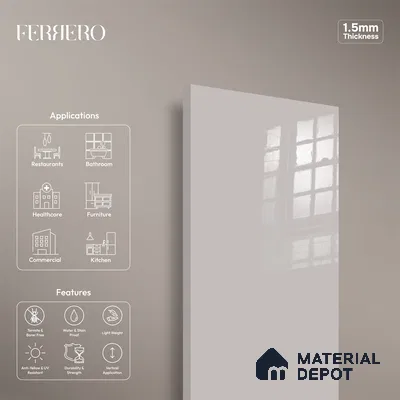 Ferrero 1B 0806 Hazy Violet 8 ft x 4 ft Solid Series High Gloss Finish Acrylic Laminate - 1.5 mm (LM 01153) | Matching Edgeband Code - 806 | Suitable for Kitchen Cabinets, Study Areas, Wardrobe
