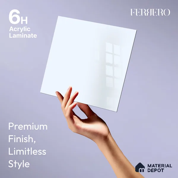 Ferrero 1B 0807 Lavender Haze 8 ft x 4 ft Solid Series High Gloss Finish Acrylic Laminate - 1.5 mm (LM 01157) | Matching Edgeband Code - 807 | Suitable for Kitchen Cabinets, Study Areas, Wardrobe