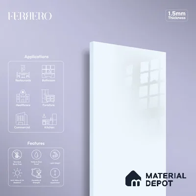 Ferrero 1B 0807 Lavender Haze 8 ft x 4 ft Solid Series High Gloss Finish Acrylic Laminate - 1.5 mm (LM 01157) | Matching Edgeband Code - 807 | Suitable for Kitchen Cabinets, Study Areas, Wardrobe