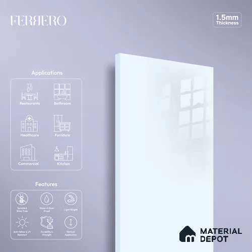 Ferrero 1B 0807 Lavender Haze 8 ft x 4 ft Solid Series High Gloss Finish Acrylic Laminate - 1.5 mm (LM 01157) | Matching Edgeband Code - 807 | Suitable for Kitchen Cabinets, Study Areas, Wardrobe