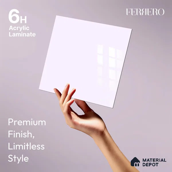 Ferrero 1B 0815 Pastel Violet 8 ft x 4 ft Solid Series High Gloss Finish Acrylic Laminate - 1.5 mm (LM 01158) | Matching Edgeband Code - 815 | Suitable for Kitchen Cabinets, Study Areas, Wardrobe