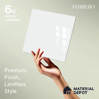 Ferrero 1B 0816 Slate Grey 8 ft x 4 ft Solid Series High Gloss Finish Acrylic Laminate - 1.5 mm (LM 01159) | Matching Edgeband Code - 816 | Suitable for Kitchen Cabinets, Study Areas, Wardrobe