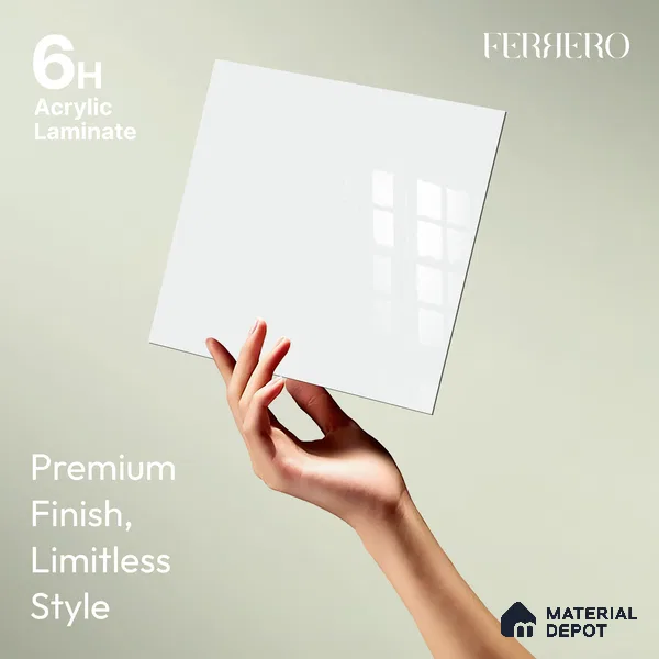 Ferrero 1B 0816 Slate Grey 8 ft x 4 ft Solid Series High Gloss Finish Acrylic Laminate - 1.5 mm (LM 01159) | Matching Edgeband Code - 816 | Suitable for Kitchen Cabinets, Study Areas, Wardrobe