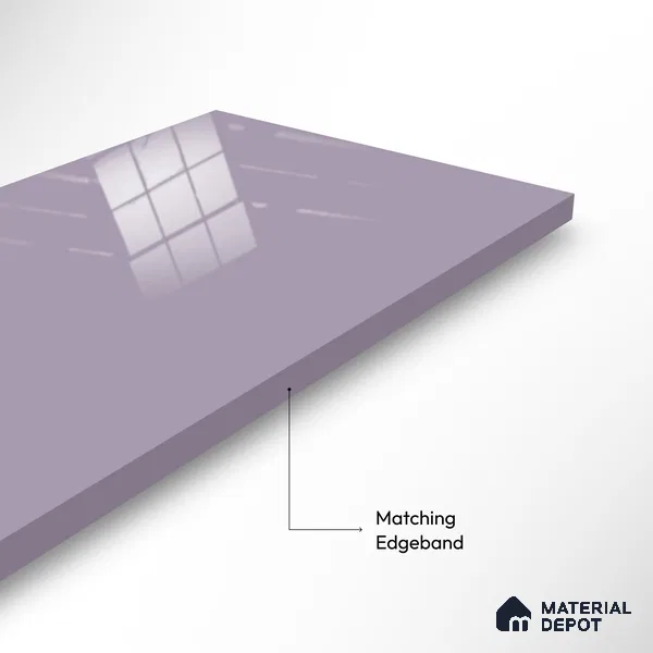 Ferrero 1B 0831 Lavender Lilac 8 ft x 4 ft Solid Series High Gloss Finish Acrylic Laminate - 1.5 mm (LM 01162) | Matching Edgeband Code - 831 | Suitable for Kitchen Cabinets, Study Areas, Wardrobe