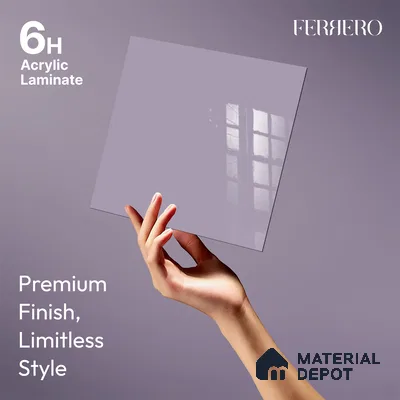 Ferrero 1B 0831 Lavender Lilac 8 ft x 4 ft Solid Series High Gloss Finish Acrylic Laminate - 1.5 mm (LM 01162) | Matching Edgeband Code - 831 | Suitable for Kitchen Cabinets, Study Areas, Wardrobe