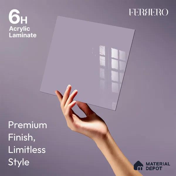 Ferrero 1B 0831 Lavender Lilac 8 ft x 4 ft Solid Series High Gloss Finish Acrylic Laminate - 1.5 mm (LM 01162) | Matching Edgeband Code - 831 | Suitable for Kitchen Cabinets, Study Areas, Wardrobe