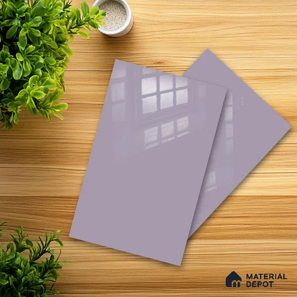 Ferrero 1B 0831 Lavender Lilac 8 ft x 4 ft Solid Series High Gloss Finish Acrylic Laminate - 1.5 mm (LM 01162) | Matching Edgeband Code - 831 | Suitable for Kitchen Cabinets, Study Areas, Wardrobe
