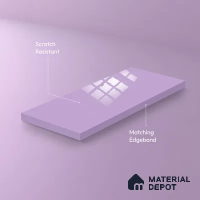 Ferrero 1B 0832 French Lilac 8 ft x 4 ft Solid Series High Gloss Finish Acrylic Laminate - 1.5 mm (LM 01161) | Matching Edgeband Code - 832 | Suitable for Kitchen Cabinets, Study Areas, Wardrobe