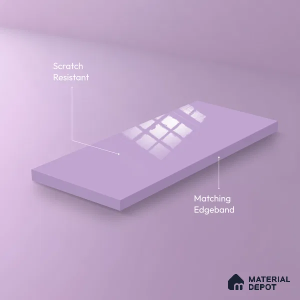 Ferrero 1B 0832 French Lilac 8 ft x 4 ft Solid Series High Gloss Finish Acrylic Laminate - 1.5 mm (LM 01161) | Matching Edgeband Code - 832 | Suitable for Kitchen Cabinets, Study Areas, Wardrobe